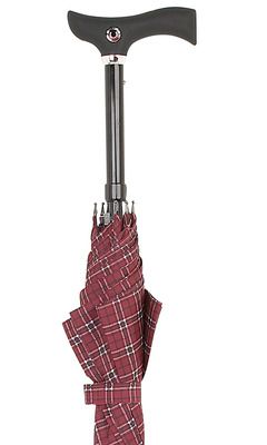Burgundy Tartan Walking Stick Umbrella