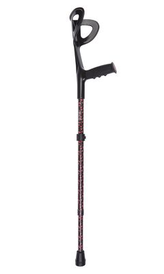 Black Floral Pattern Adjustable Crutch