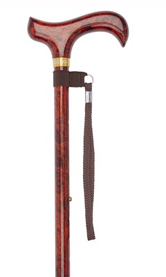 Burlwood Pattern Adjustable Stick With Patterned Handle