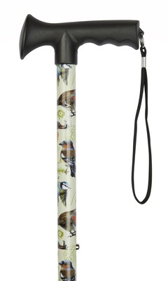 Garden Birds Pattern Adjustable Stick With Gel Grip Handle