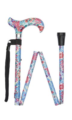 Multi Floral Pattern Folding Stick With Patterned Handle