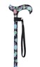 Black Floral Pattern Adjustable Stick With Patterned Handle Thumbnail