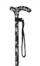 Black Floral Pattern Adjustable Stick With Petite Patterned Handle Thumbnail