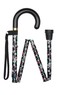 Black Floral Pattern Folding Stick With Crook Handle Thumbnail