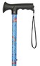 Blue Floral Pattern Adjustable Stick With Gel Grip Handle Thumbnail