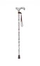 White Floral Pattern Adjustable Stick With Patterned Handle Thumbnail