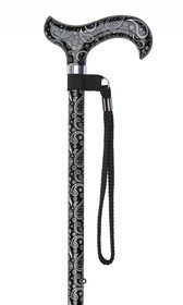 Black Paisley Pattern Adjustable Stick With Patterned Handle