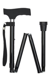 Black Silicone Crutch Handle Folding Stick