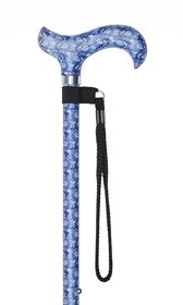 Blue Floral Pattern Adjustable Stick With Patterned Handle
