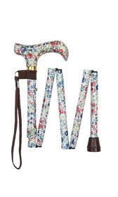 Mini Floral Pattern Folding Stick With Patterned Handle