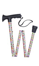 Multi Floral Pattern Folding Stick With Gel Grip Handle